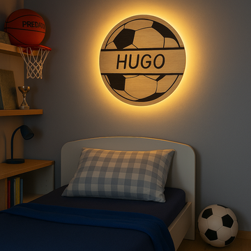 Barnlampa – Fotboll med namn – Ø26 cm