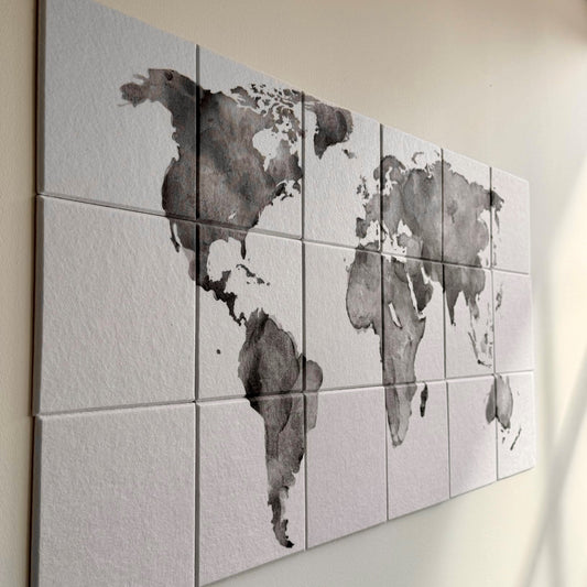Akustikplattor - världskarta - 90x180 cm.