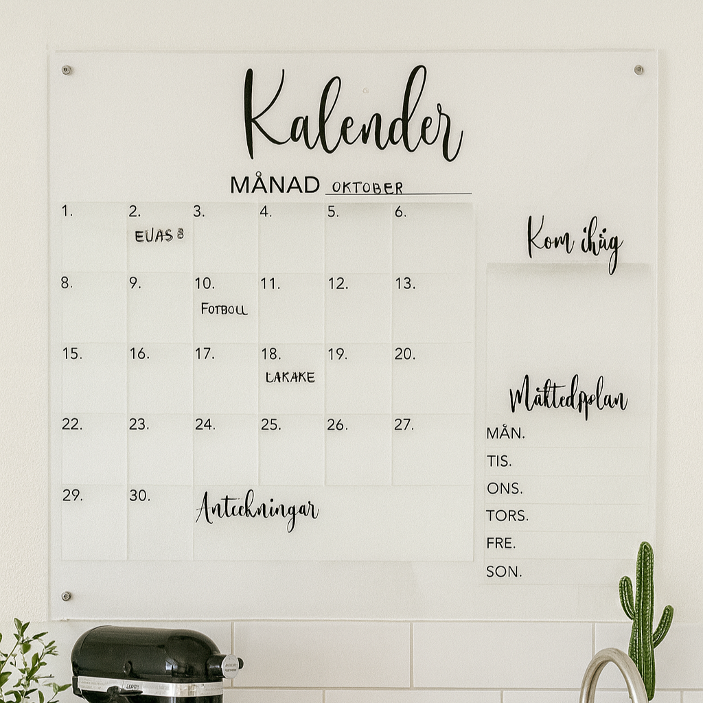 Kalender med måltidsplan - 60×40 cm