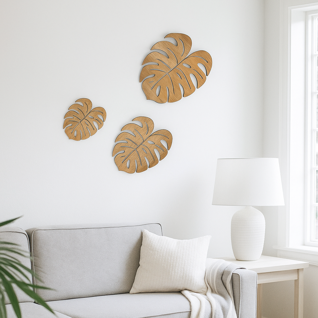 Monstera blad - 3 olika storlekar