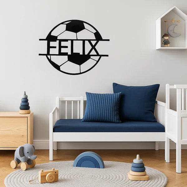 Namnskylt - Fotboll med namn - 31x25 cm.