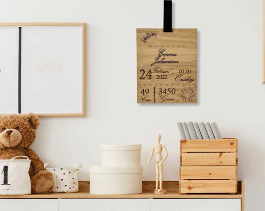 Födelsetavla med personlig text - 20×26 cm