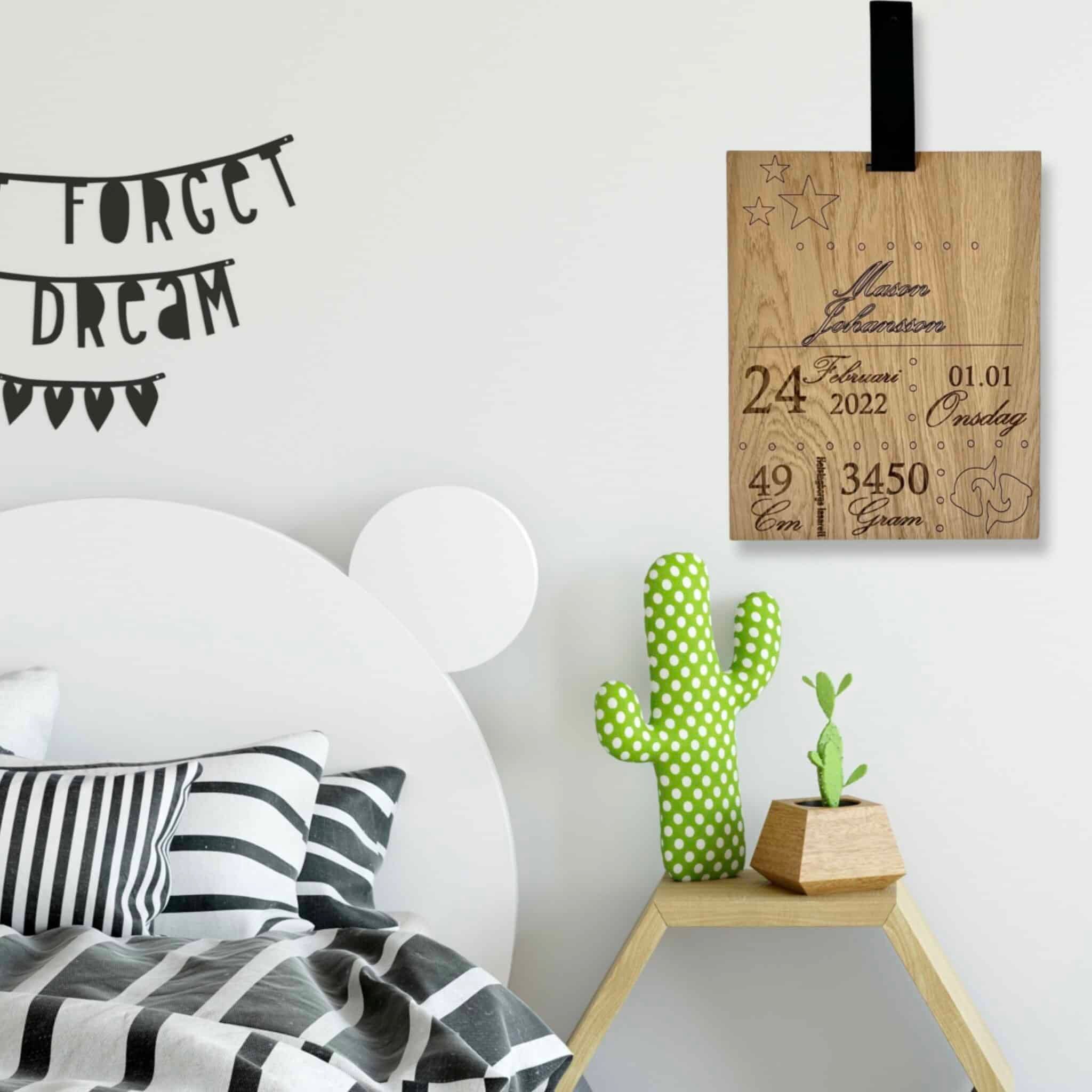 Födelsetavla med personlig text - 20×26 cm