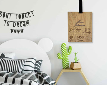 Födelsetavla med personlig text - 20×26 cm