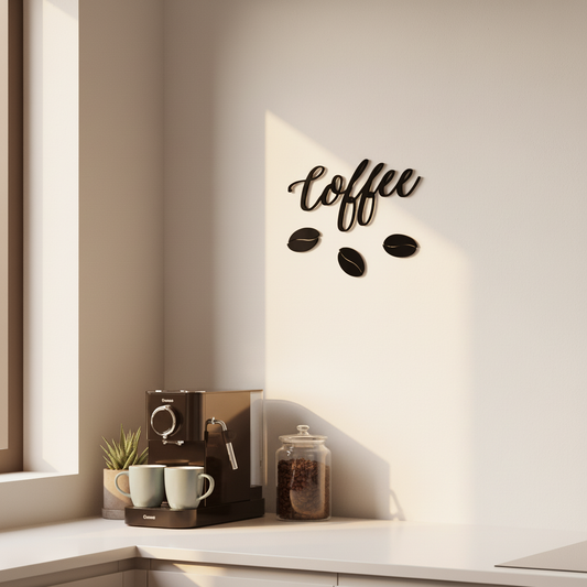 Kaffeskylt med bönor - 28x15 cm