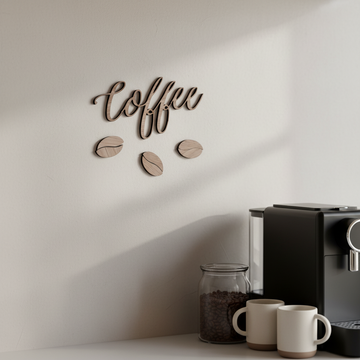 Kaffeskylt med bönor - 28x15 cm