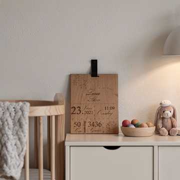 Födelsetavla med personlig text - 20×26 cm
