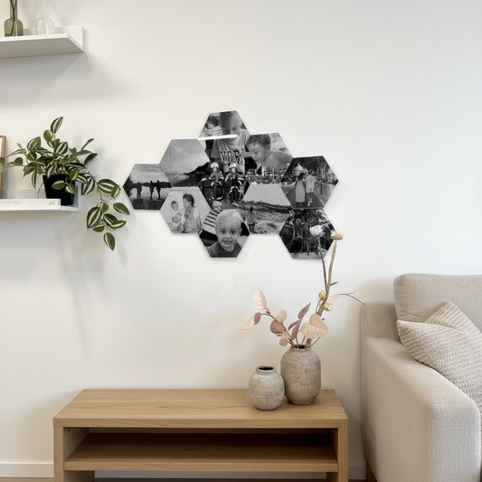 Hexagon med personligt foto – 15×15 cm